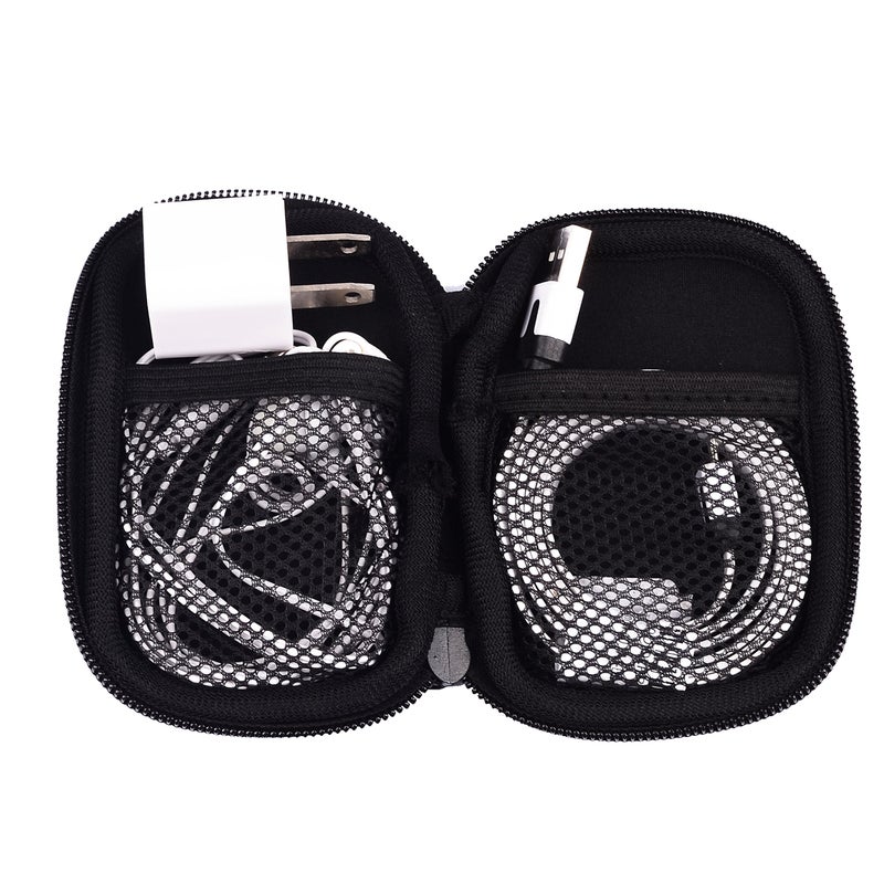 Jlyifan Zip Earbuds Earphone Holder Pouch USB Cable Organizer Small Portable Electronics Accessories Pouch Car Charger Coin Neoprene Soft Case Storage Bag for SD TF Card (Black) - Image 3